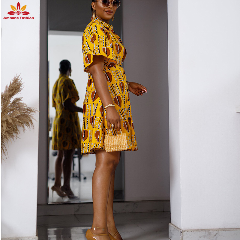 New Fashion African Print Flare Sleeve Dress in 100% Wax Cotton - Modern Ankara Style for Women New Fashion African Print Flare Sleeve Dress in 100% Wax Cotton - Modern Ankara Style for Women