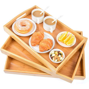 Bandeja de Madera de Bambú para Cocina con Asas, Bandeja de Almacenamiento, Ideal para Cenas, Fiestas, Cafeterías, Desayunos - Product Image 1