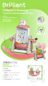 Papan gambar magnetik anak-anak, mainan blok bangunan meja menggambar bayi grafiti 2 in 1 geometris untuk balita - Product Image 5