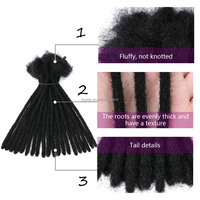 Extensions de Locks Afro Crépus Naturelles et Douces 100% Cheveux Humains Faits Main, Extensions de Dreads au Crochet en Cheveux Humains