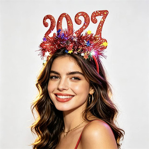 Fascia <span class=keywords><strong>per</strong></span> Capelli con Paillettes 2027 <span class=keywords><strong>per</strong></span> <span class=keywords><strong>Capodanno</strong></span>, Adorabile Decorazione Luminosa a Forma di Stella, Accessorio <span class=keywords><strong>per</strong></span> Foto, Copricapo Creativo <span class=keywords><strong>per</strong></span> Decorazioni di <span class=keywords><strong>Capodanno</strong></span> - Product Image 1