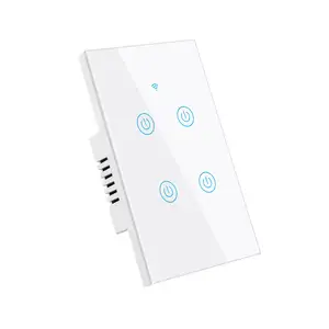 US Standard No Neutral Line Smart Switch Panel Four Gang Wifi Office Home Wall Intelligence on/off Smart Switch OEM&ODM