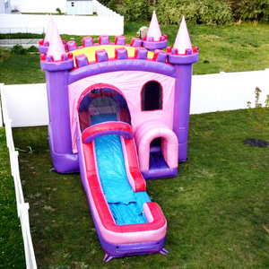 Commercial grade pink outdoor party jumping castle combo <b>inflatable</b> water slide bounce house - Product Image 1