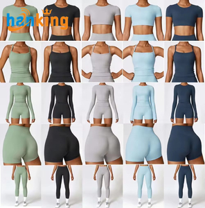 Trajes deportivos Ehanking, camisetas sin mangas para mujer, camisetas cortas de manga larga, mallas de levantamiento de cadera, pantalones cortos y pantalones, conjuntos de Yoga para correr - Product Image 4