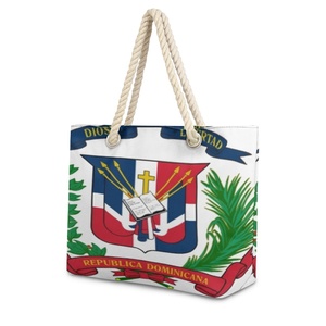 Bolsa de Mano Grande de Moda, Tejida en Cáñamo y Poliéster, con Estampado de República <span class=keywords><strong>Dominicana</strong></span>, para la Escuela, el Trabajo y <span class=keywords><strong>Viajes</strong></span> - Product Image 2
