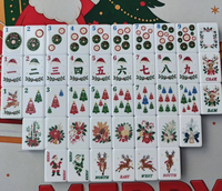 Tuiles de Mahjong Américaines en Acrylique Motif Renne de Noël, 160 Pièces, Ensemble de Mahjong avec Motif Arbre de Noël, Jeu de Société Familial pour les Fêtes