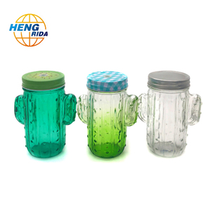 Fermeture à glissière en verre en forme <span class=keywords><strong>de</strong></span> <span class=keywords><strong>Cactus</strong></span>, avec couvercles métalliques et pailles en plastique, pot <span class=keywords><strong>de</strong></span> maçon avec couvercle <span class=keywords><strong>de</strong></span> couleur argent, 15 oz, livraison gratuite - Product Image 6