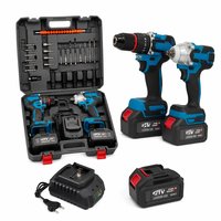 Kit perceuse-visseuse sans fil 21 V à batterie lithium, 2 vitesses, sans balais, avec clé à chocs, qualité professionnelle, longue durée de vie