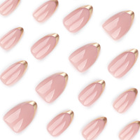 Faux Ongles en Gel Acrylique Certifiés en Gros, Longue Durée, Couverture Complète, Motif Papillon Français, pour Salon de Manucure et Maquillage
