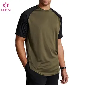 Hucai Hochwertige Großhandel Custom Kleidung Workout Sport Gym Tops Männer Fitness Green Gym T-Shirt für Herren
