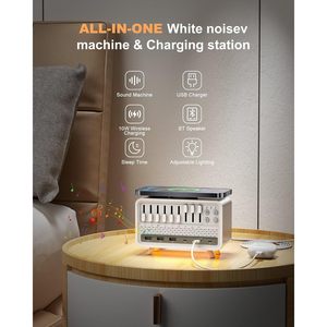 Máquina de Ruido Blanco con Cargador Inalámbrico PD65W USB C y 10W, 8 Sonidos de la Naturaleza, 6 Puertos para Dormir y Relajarse - Product Image 2