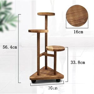 Soporte de madera para plantas, base redonda de varios niveles con ruedas para balcón, sala de estar, estudio, soporte para macetas de madera maciza - Product Image 2