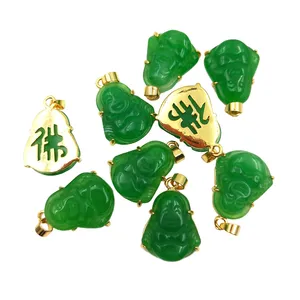 도매 자연 녹색 옥 웃음 Buddhas 미maitreya 부처님 매력 옥 펜던트 보석 목걸이 펜던트 부적 모두를위한