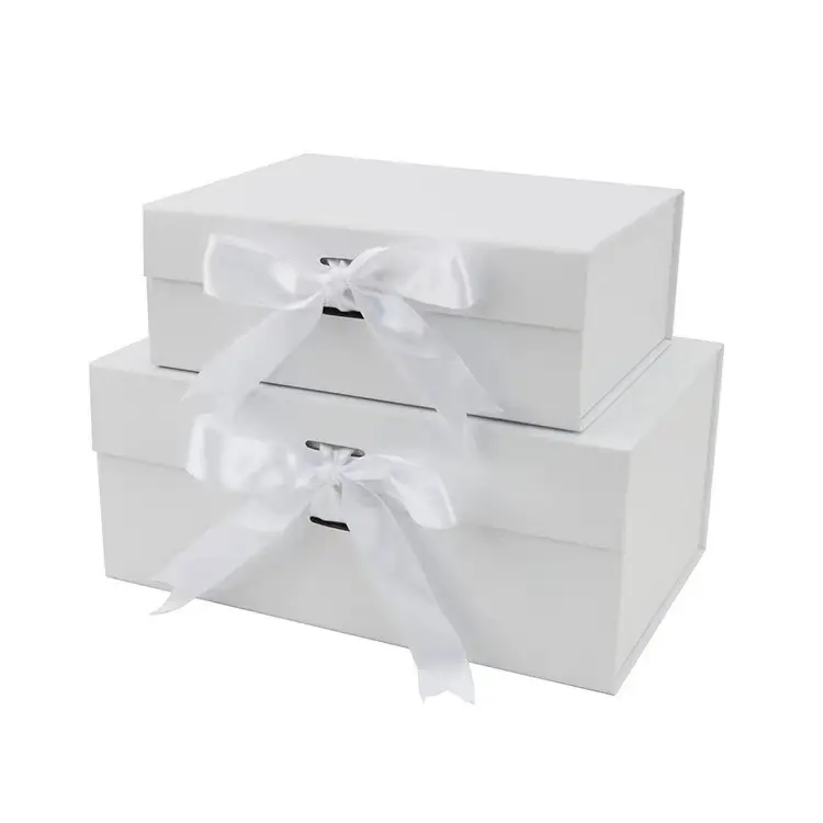Benutzer definierte Luxus Flip Mode Attraktive Weiße Starre Magnet verschluss Geschenk Faltbare Faltbare Box Mit Deckel Für Kleid Bevorzugung Geburtstag