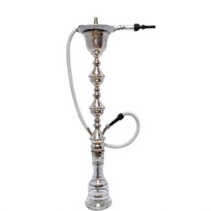 Auténtico Set de Hookah Khalil Mamoon Silver Chrome Ice - 107cm con Núcleo y Cámara Interna de Latón Sólido - Product Image 1