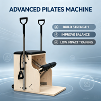 Chaise Wunda Pilates MJD M401C en bois d'érable avec baril échelle – Équipement de santé multifonctionnel, durable, réglable et sûr, garantie 5 ans