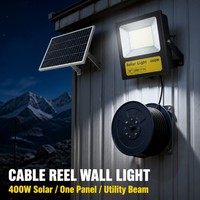 Lampu Sorot LED Tenaga Surya 400W Desain Lensa ABS Daya Tinggi Ultra Terang Portabel untuk Berkemah dengan Kontrol Remote/Lampu/Timer