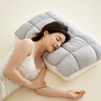 Nouvel Oreiller de Sommeil Domestique en Nylon Léger, Design Minimaliste, Couleur Unie, Motif Grille de Pain, Forme Crêpe Glacée, Une Paire