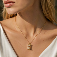 Chaîne pendentif Mylove personnalisée vintage en laiton plaqué or 18 carats avec cœur sablier et cristaux CZ soleil lune pour femme, idéal pour cadeaux de bijoux
