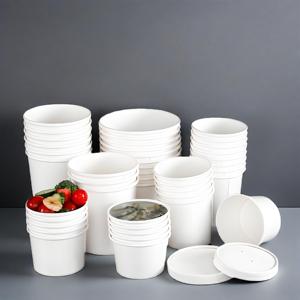 Bol à soupe jetable écologique en papier kraft pour bouillie, bol à emporter imprimé avec logo personnalisable - Product Image 6