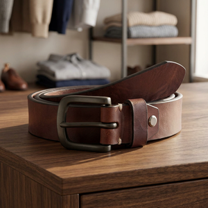 Cinturón de Cuero Genuino para Hombre, Hebilla de Acero, Estilo Vintage, Resistente al Agua, Ecológico, Ligero, Diseño Casual, BS 3.8CM - Product Image 1