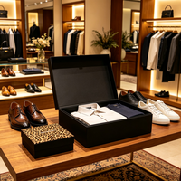 Boîte en carton rigide avec doublure en satin noir, logo personnalisé, fermeture magnétique, emballage cadeau de luxe pour vêtements et cadeaux vestimentaires