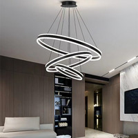 Lustre circulaire à anneaux Led moderne Lustre rond en cristal métallique Lustre à anneaux moderne simple et moderne