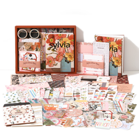 Simno Bullet Junk Journal A6 Cuaderno Cuadrícula Papelería Floral Botánico Estético Kit de Scrapbook Vintage