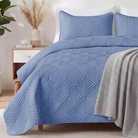 Ensemble de literie pour lit queen-size, couvre-lits légers gris bleuté, réversible, 3 pièces avec 2 taies d'oreiller