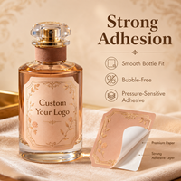 Label Parfum Bingkai Bunga Vintage Kustom Stiker Tahan Air Logo Kustom untuk Botol Parfum Kaca Bulat