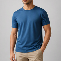 T-shirt en denim rétro uni, coupe décontractée, teint en pièce, style streetwear, pour marque privée, vente en gros, fournisseur en vogue