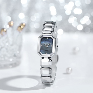 Reloj Rectangular Plateado para Mujer con Esfera Azul de Madreperla, Brazalete de Acero Inoxidable, Reloj de Pulsera de Cuarzo - Product Image 4
