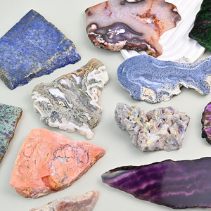 Dalles de pierres brutes sculptées en fluorite et lapis-lazuli, cristal naturel de guérison, très demandées pour la décoration intérieure - Product Image 2