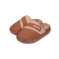 Pantoufles mules Paul Frank en cuir PU matelassé pour femme, doublées en peluche, à bout fermé, chaudes pour l'hiver, chaussures d'intérieur à semelle épaisse