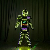 Красочный светящийся LED-костюм для танцев, унисекс, для выступлений, костюм-броня для взрослых, для клубных DJ-шоу, крутые лазерные танцевальные аксессуары, полиэстер