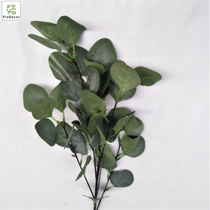 Commercio all'ingrosso a buon mercato 88cm seta artificiale ramo di eucalipto verde foglie di nozze marrone - Product Image 6