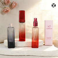 Flacons de parfum carrés en verre vides de 20 ml avec pompe pulvérisatrice, diffuseur à bâtonnets, impression sérigraphique et étiquette estampée à chaud