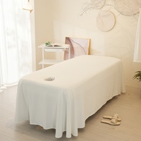 Ensemble de draps de Table de Massage personnalisés blancs Couverture de Table de Massage matelassée de couleur unie douce Couvre-lit de Salon de beauté respirant