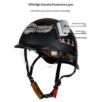 Casque demi-coque rétro certifié 3C en ABS pour scooters électriques et motos, casque de sécurité léger avec visière transparente