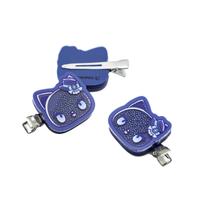 Pendentif et pince à cheveux en acrylique personnalisés, motif chat de dessin animé mignon kawaii, à paillettes - Product Image 4