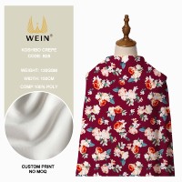 Tela Crepé Koshibo 100% Poliéster B28 Antiestática con Estampado de Flores Rojas para Trajes de Niña para Bodas