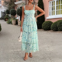 2025 printemps été femmes décontracté robe en mousseline de soie Style européen américain avec petit parfum Floral Design contrasté