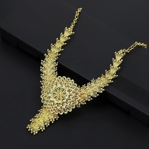 JXX 24K Gold Plated Brass Jewelry <b>Set</b> Fashionable Earring <b>Necklace</b> <b>Wedding</b>/Birthday Party Engagement <b>Set</b> for Women - Product Image 4