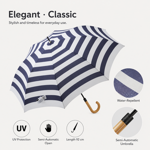 Parapluie droit de style japonais à ouverture automatique, avec poignée en bois courbée, résistant au vent 60 mph, minimaliste, diamètre 108 cm, logo personnalisé OEM - Product Image 3