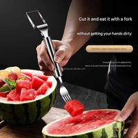 Couteau à melon en acier inoxydable 2-en-1 Couteau à melon Baller Gadgets de cuisine Coupeur de pastèque Trancheuse