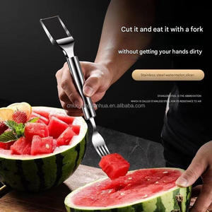2-trong-1 Thép không gỉ dưa hấu thành khối dao dưa Baller tiện ích nhà bếp dưa hấu cắt <span class=keywords><strong>Slicer</strong></span> - Product Image 2