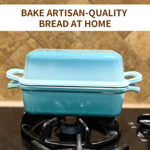 Marmite à pain avec couvercle <span class=keywords><strong>en</strong></span> <span class=keywords><strong>fonte</strong></span> émaillée 2-<span class=keywords><strong>en</strong></span>-1, fait main, pour la cuisson de gâteaux et de pains à la maison - Product Image 3