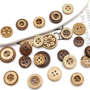 Nút Vỏ Dừa 12.5Mm Thiên Nhiên Vòng Biểu Đồ Nút Biểu Tượng Tùy Chỉnh 2 Mắt Sừng Nút Cho May Trên Bé Quần Áo Áo Áo Sơ Mi - Product Image 6