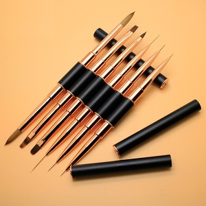 Livraison rapide Double extrémité Nail Art Brush Set professionnel Ombre plat 3D Nail Liner brosse acrylique Nail Art Gel détail brosses - Product Image 5