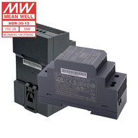 Alimentation électrique Mean Well HDR-30-15 ultra-mince à sortie unique AC DC 15V 2A 30W, alimentation électrique à montage sur rail DIN, usage industriel